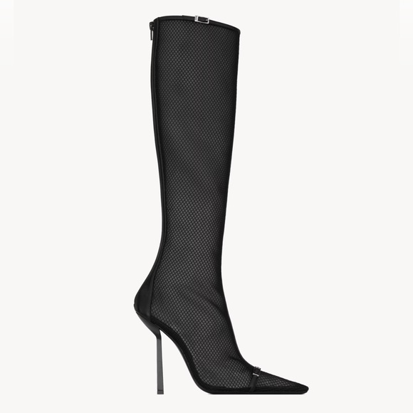 Saint Laurent Oxalis mesh knee-high boots size 38 - Picture 1 of 16